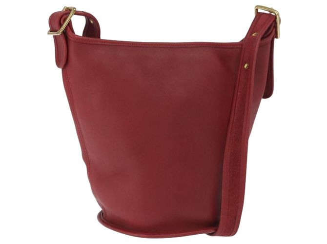 Coach Bolsa de Ombro de Couro Vermelha e Dourada Auth am9276 Vermelho Dourado