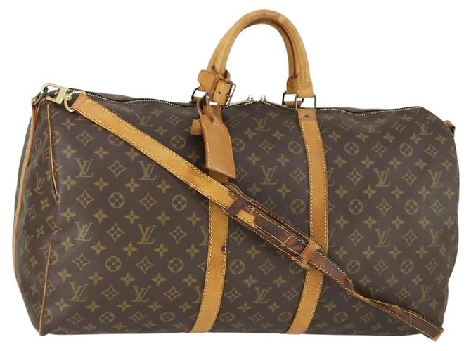 LOUIS VUITTON Bolsa Boston Monogram Keepall Bandoulière 55 M41414 LV Auth bs33008