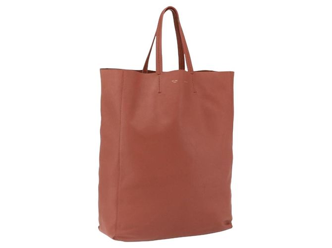 Céline Bolsa Tote de Couro Rosa Dourado Auth ep13177