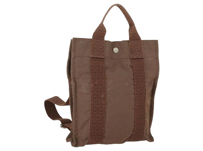 Hermès HERMES Zaino Her Line Add PM in tela marrone argento autentico bs32697