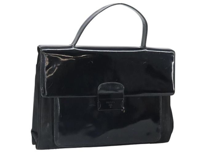 PRADA Handtasche Lackleder Schwarz Auth 170277