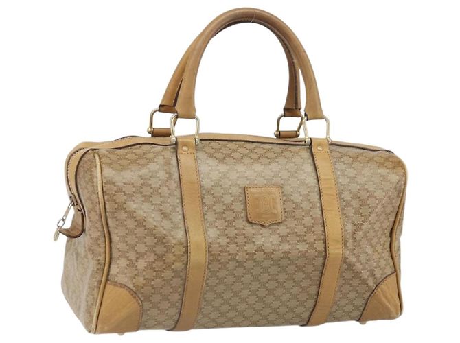 Céline CELINE Macadam Canvas Handtasche PVC Beige Silber Authentisch ka2034