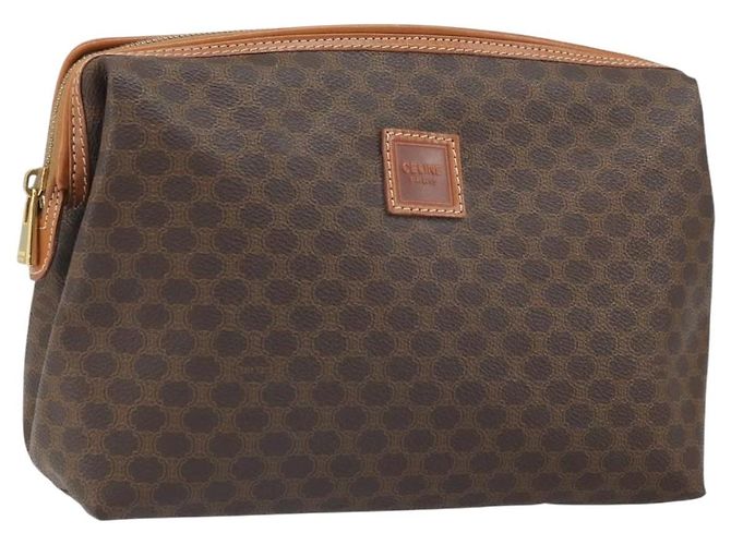 Céline CELINE Macadam Canvas Clutch Tasche PVC Braun Gold Auth 170470 Golden