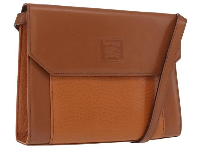Borsa a Spalla Burberrys in Pelle Marrone Oro Auth ep13171 D'oro