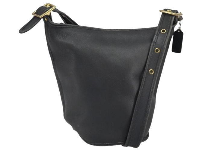 Coach Borsa a Spalla in Pelle Nera e Oro Auth am9384 Nero D'oro