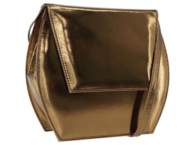 BALLY Bolsa de Ombro de Couro Tom Ouro Auth BA10280
