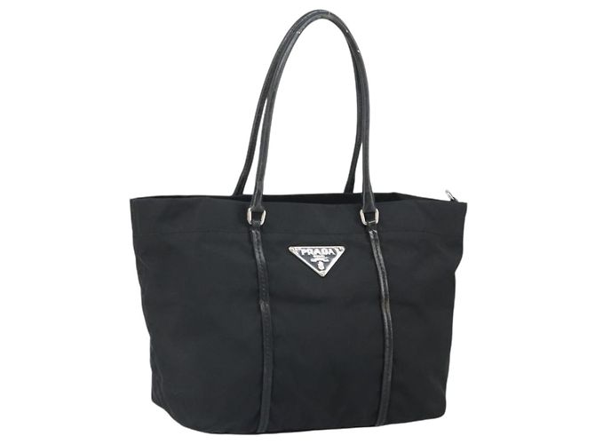 Prada Tote Bag aus schwarzem Nylon mit Silber authentisch 170131