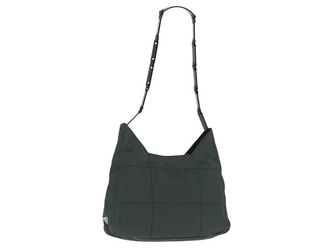 PRADA Tote Bag aus Nylon Khaki Silber authentisch bs33043
