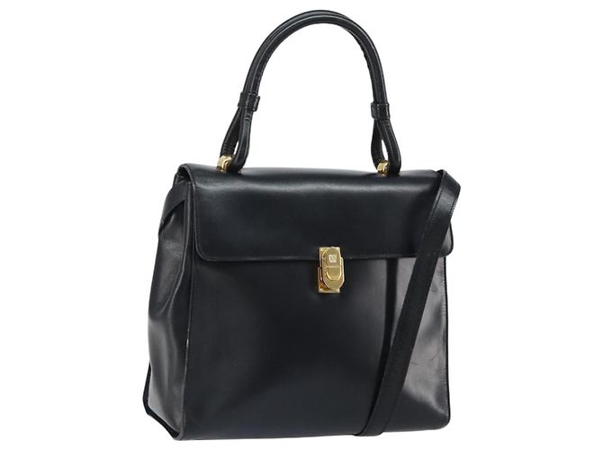 Borsa a mano LOEWE in pelle 2 in 1 nera e oro Auth gh1661 Nero D'oro