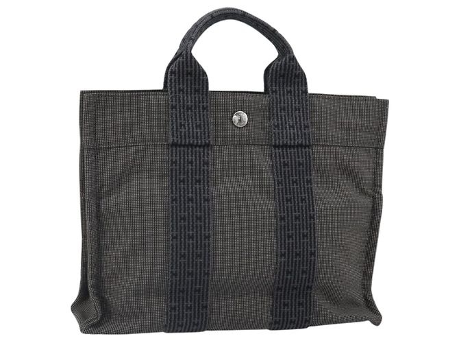Hermès HERMES Bolsa de Mão Her Line PM em Lona Cinza Auth 170395 Marrom