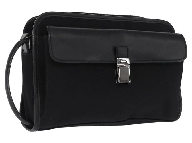 GUCCI Clutch in Nylon Nero Argento 108844 Auth 170413