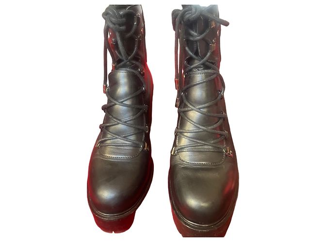 Botas Biker Hermès em couro preto