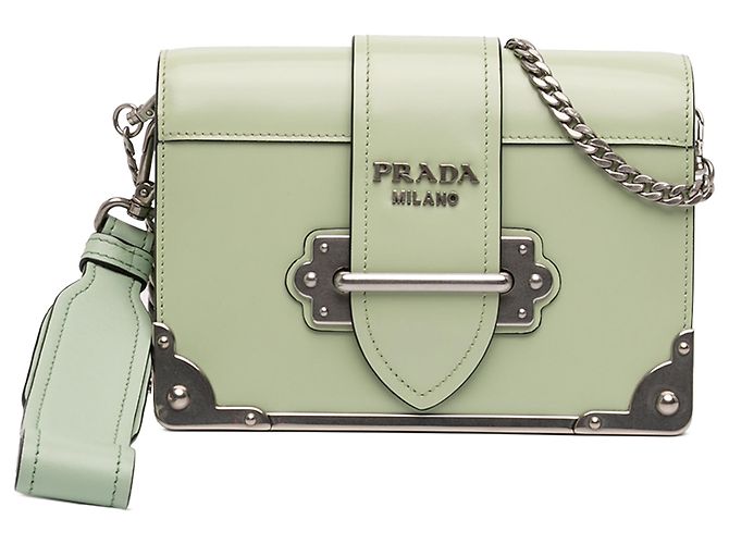 Bolsa transversal Cahier em couro de bezerro spazzolato verde da Prada