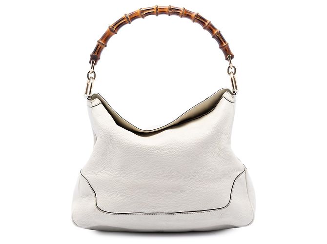 Sac à main Diana en cuir de veau blanc avec bambou Gucci