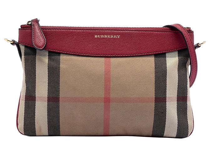 Bolsa transversal Peyton em lona xadrez marrom Burberry Castanho claro