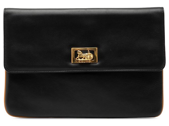 Céline Clutch Carriage de Cuero Negro Celine