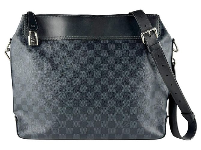 Borsa a Spalla Greenwich Damier Cobalt di Louis Vuitton Nero Blu navy