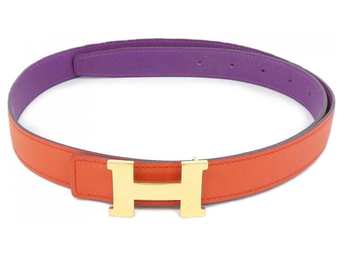 Cinturón reversible Hermès Mini Constance 24mm Roja Púrpura