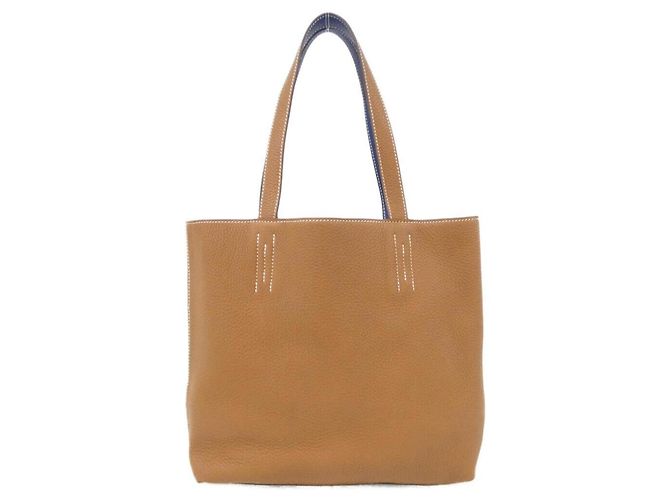 Sac à main Hermès Double Sens 36 cm Doré Bleu foncé
