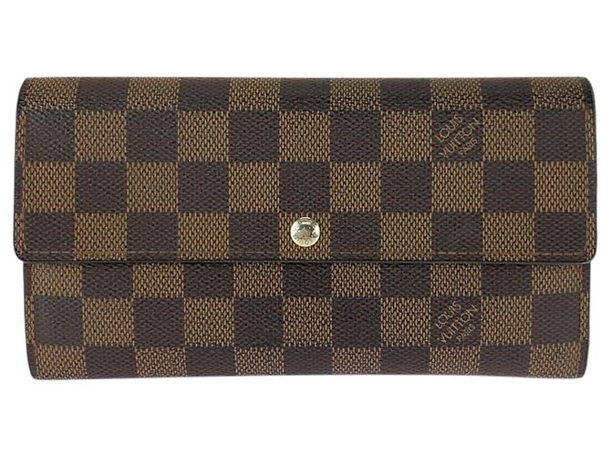 Portafoglio Lungo Sarah Damier Ebene Louis Vuitton Marrone