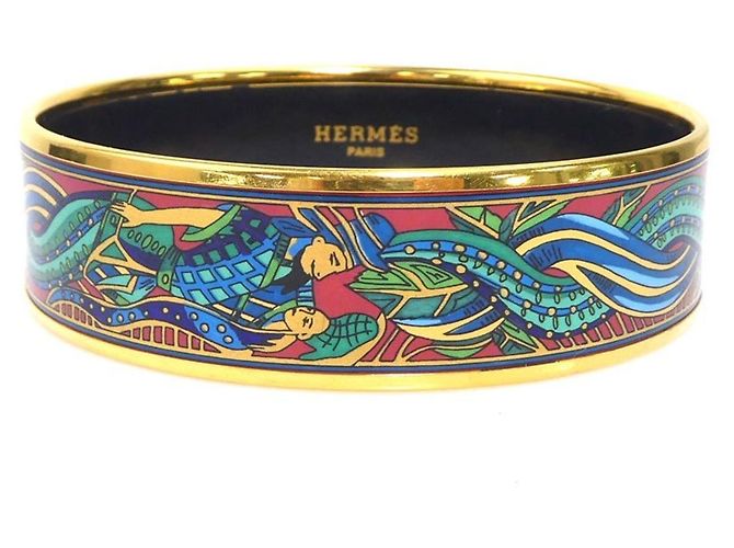Pulsera de bangle de metal/esmaltada Hermès Multicolor Dorado 