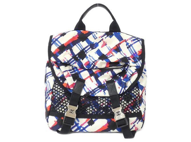 Chanel Airline 93326 Backpack White Red Blue