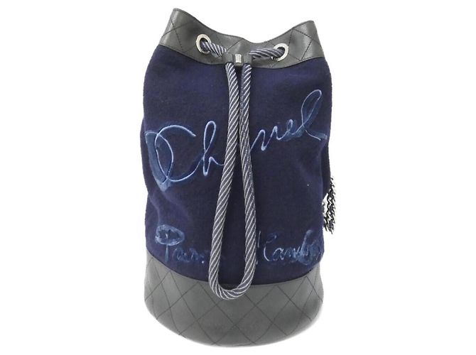Borsa a Spalla Chanel 57519 Nero Blu navy