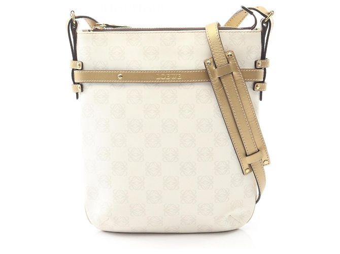Sac à épaule Anagram Repeat de Loewe Blanc Doré