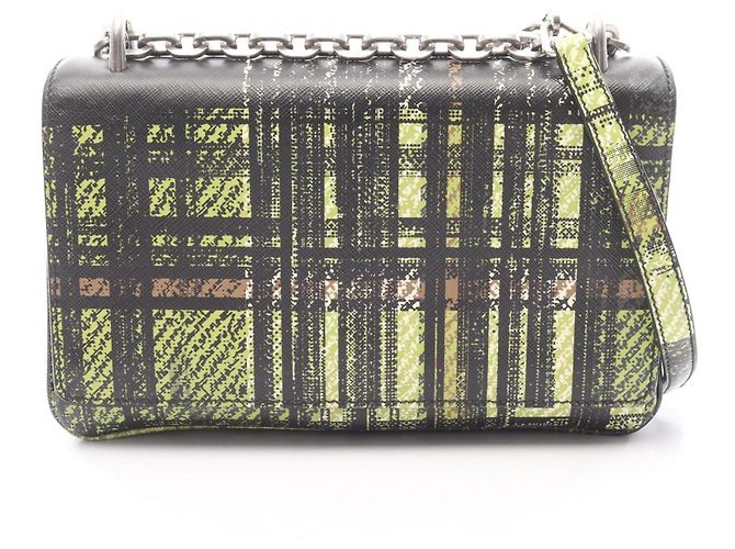 Sac à main en cuir Prada Noir Multicolore Vert
