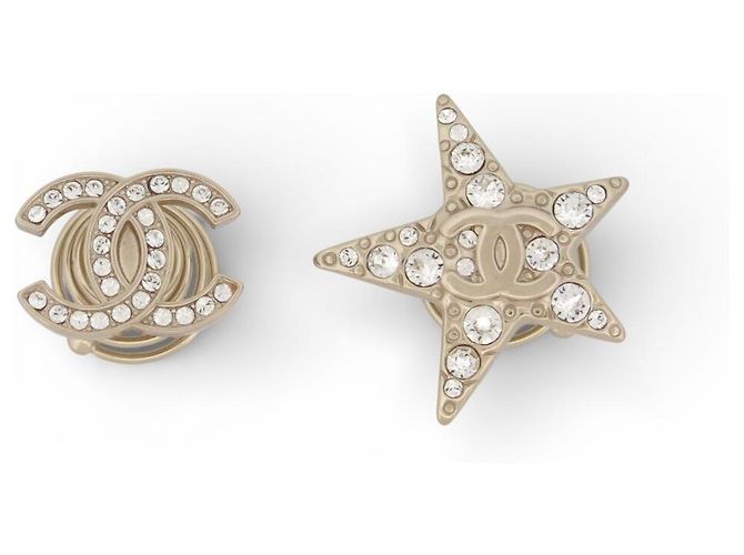 ACCESSORIO GIOIELLO PER CAPELLI CHANEL LOGO CC STELLA STRASS PINZA D'oro