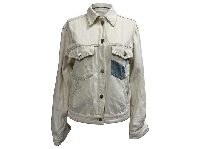 Chaqueta de mezclilla con acentos de patchwork Lindy de Isabel Marant Étoile en algodón blanco Crudo