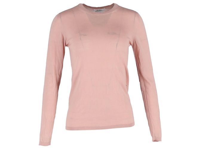 Suéter de gola redonda Max Mara em lã rosa