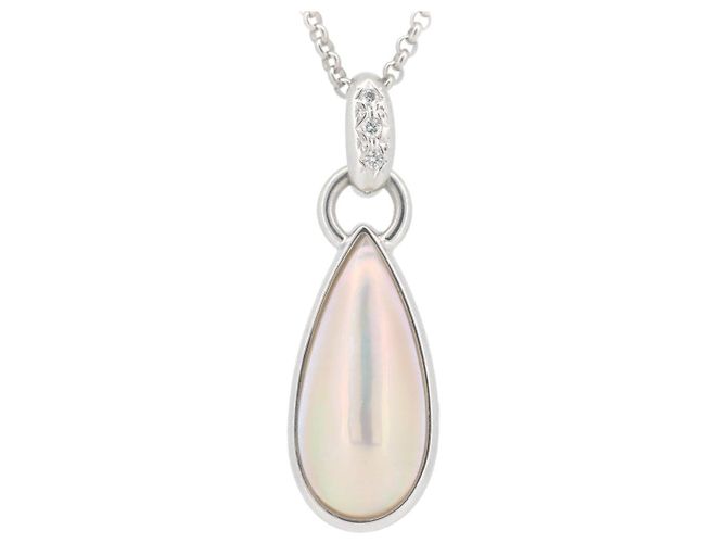 Collar Colgante de Perla K14WG Tasaki Plata