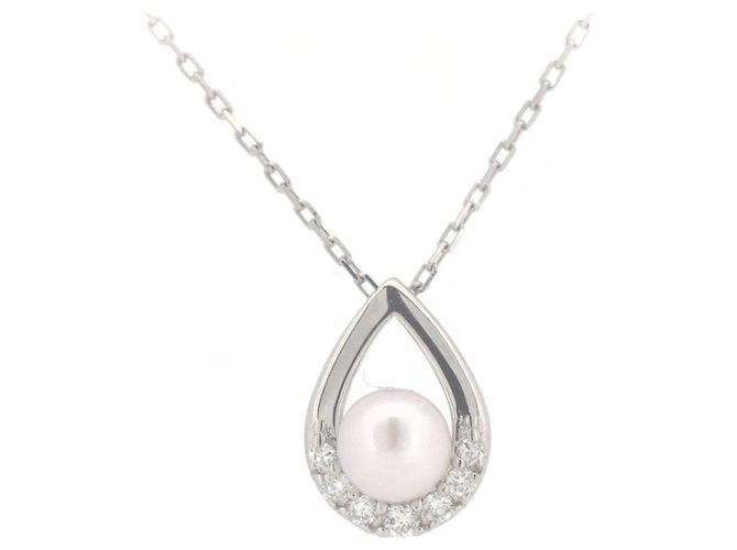 Autre Marque Vendome Aoyama PT950 PT850 Perlen-Diamant-Halskette Silber