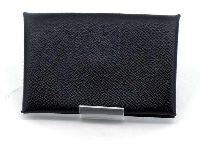 Hermès Hermes Caldy Leather Card Case Black