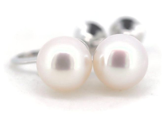Pendientes Tasaki de perlas K14WG Blanco