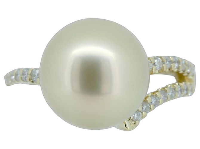 Autre Marque Au750 Perlen-Diamantring Golden