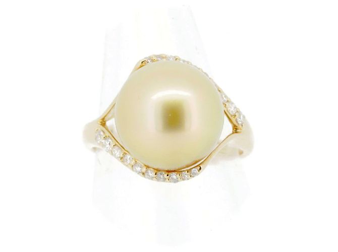 Autre Marque Anello in perla e diamante Au750 D'oro