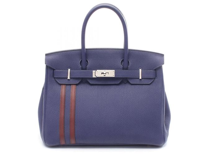 Borsa Hermès Birkin 30 Officier Blu Bordò