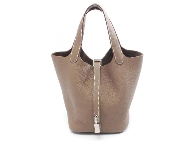 Bolsa Hermès Picotin Lock PM Marrom Taupe