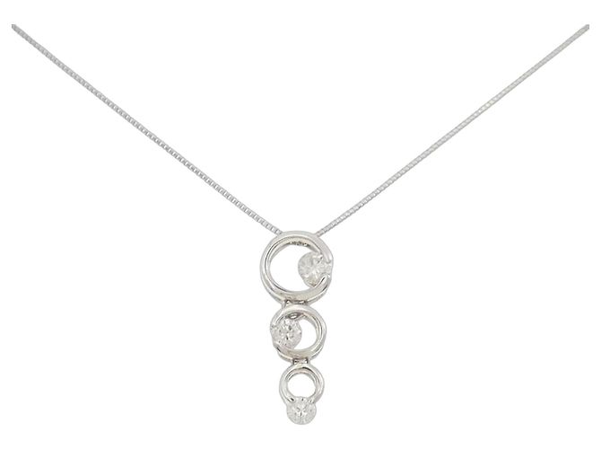 Autre Marque Diamant-Halskette PT900 PT850 Silber