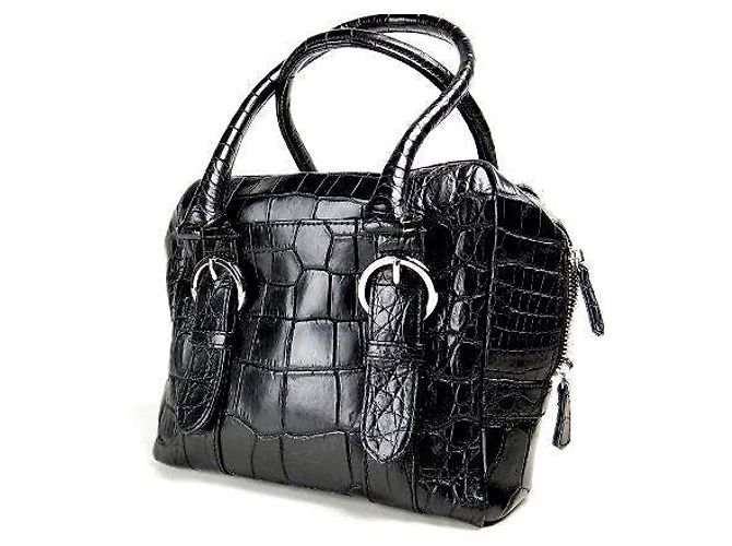 Autre Marque Borsa in coccodrillo ROND e CARRE Nero