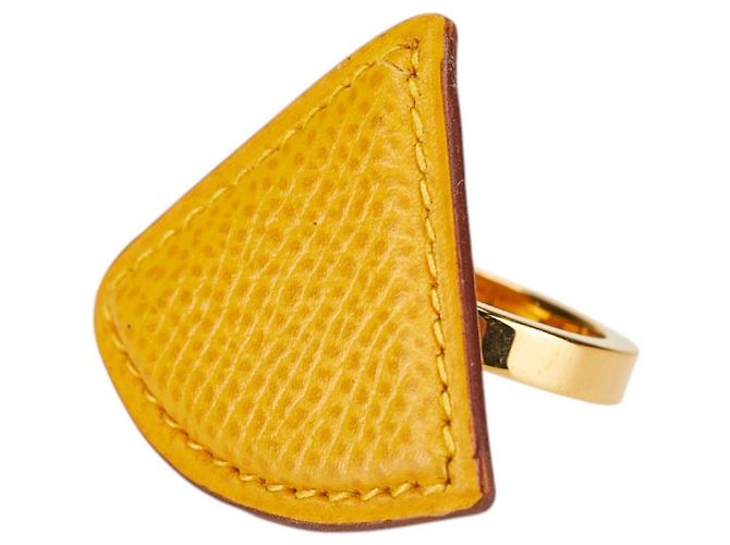 Ring Anillo de cuero para bufanda Triangle Hermès Amarillo
