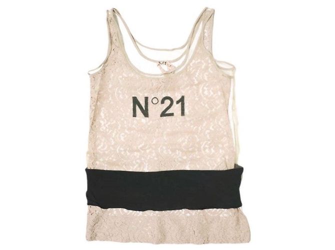 Autre Marque Regata de tule e renda N21 Bege