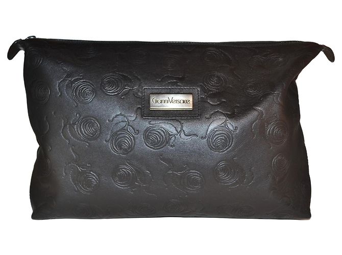 Pochette Gianni Versace in pelle nera Nero