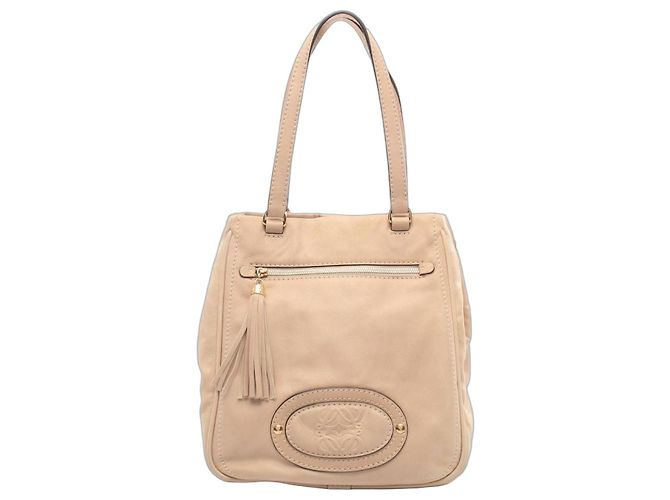 Borsa a Spalla in Pelle Anagram Loewe Beige