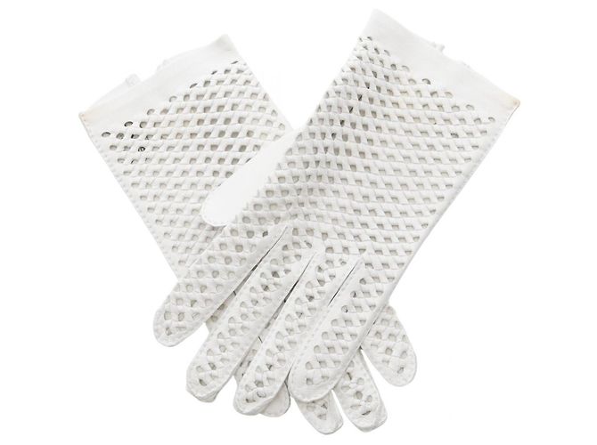 Weiße Lederhandschuhe von Hermès