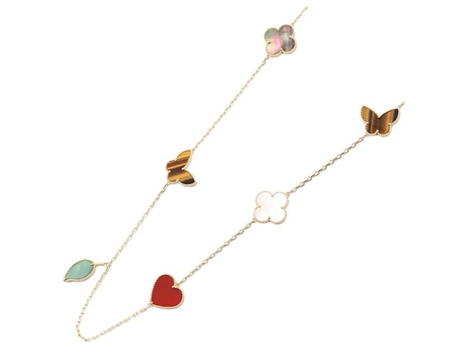 Collier Long Lucky Alhambra de Van Cleef & Arpels Blanc Vert Jaune 