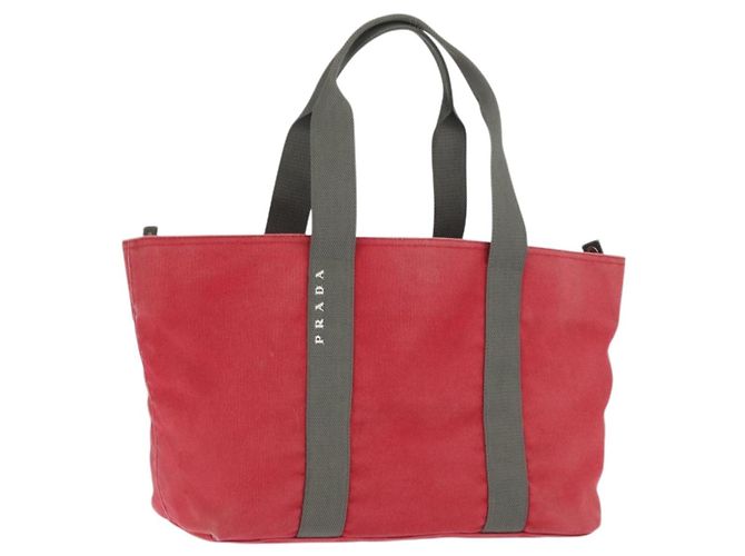 Tote Sac de sport PRADA en toile rouge Auth 170399