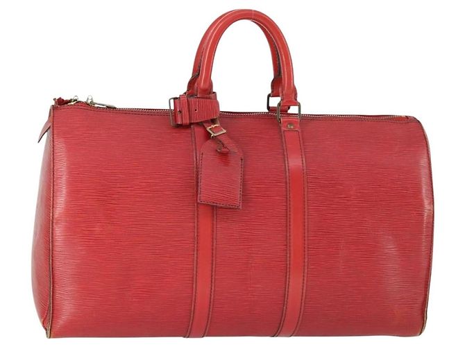 LOUIS VUITTON Epi Keepall 50 Bolsa Boston Roja M42967 LV Auth 167906